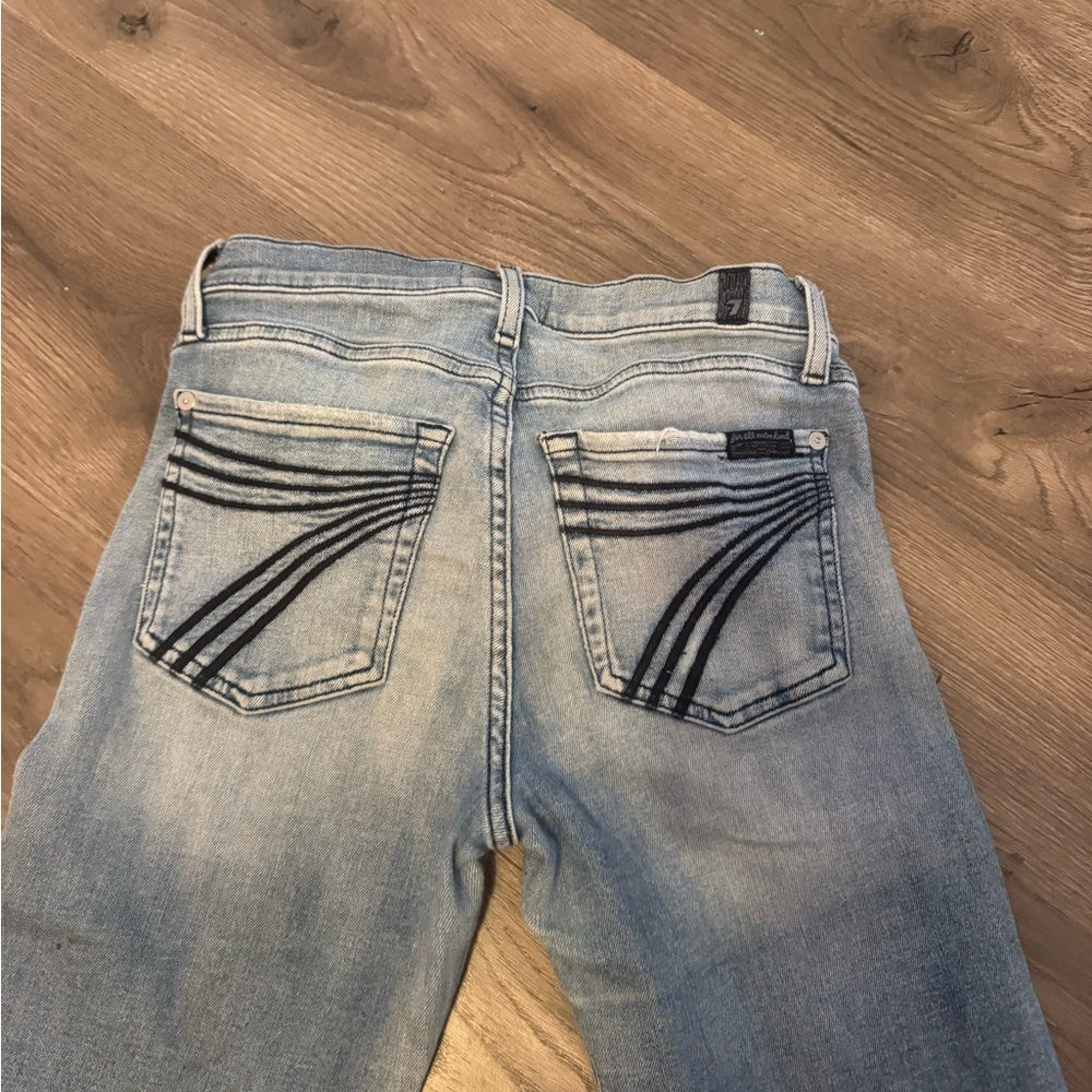 7 For All Mankind Light Blue Jeans with Black Stitching